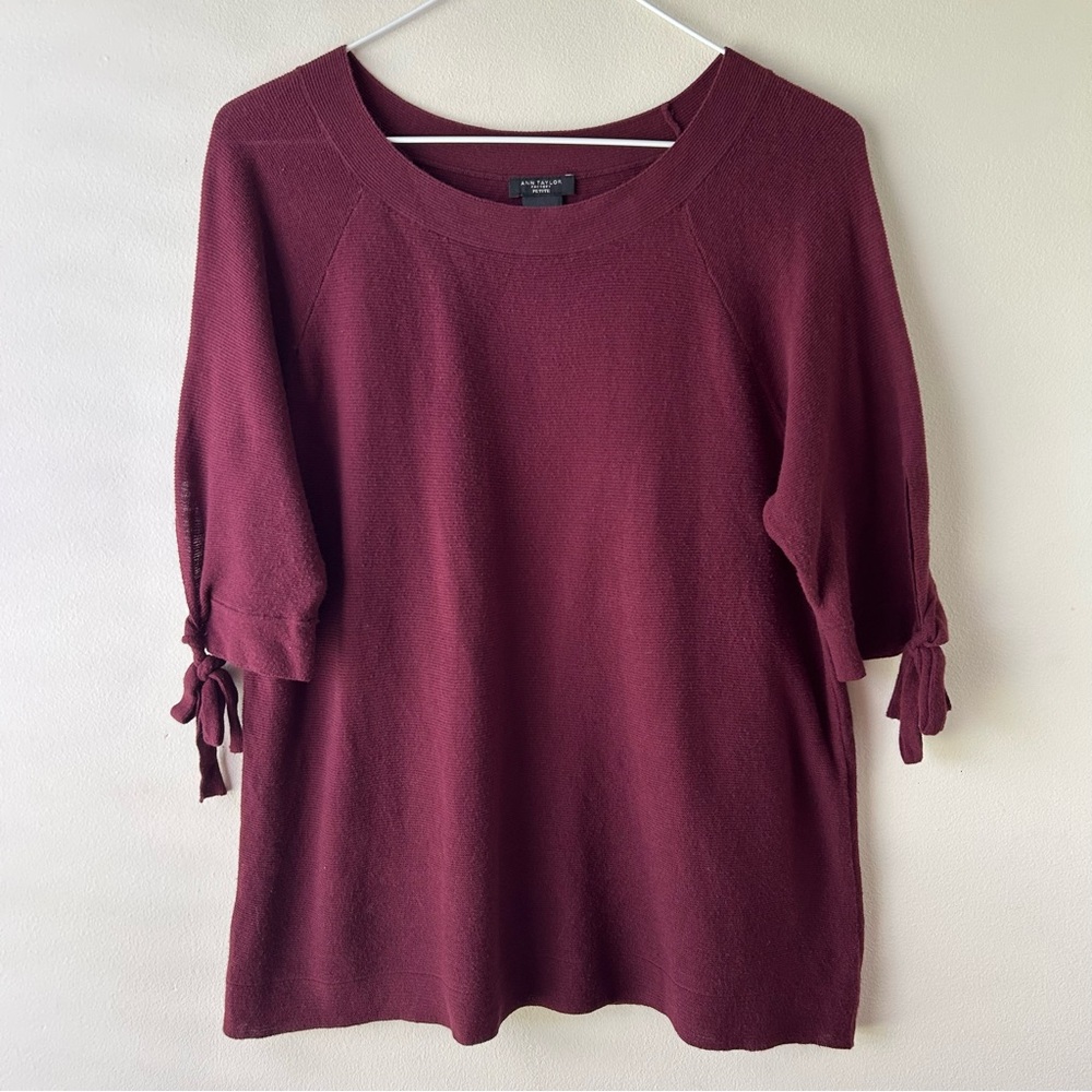 5 FOR $25 | Ann Taylor Factory Half Sleeve Knit Sweater Blouse Top Burgundy LP